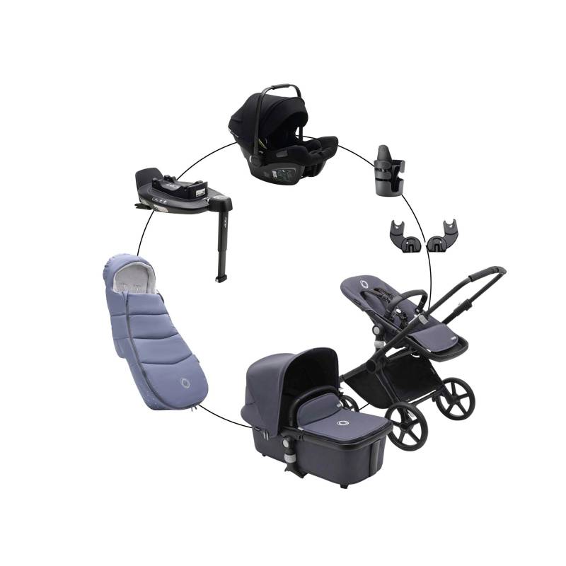 Kombikinderwagen Komplett-Set inkl. Babyschale Turtle Air i-Size, Isofix-Basis 360, Fußsack und Getränkehalter von Bugaboo