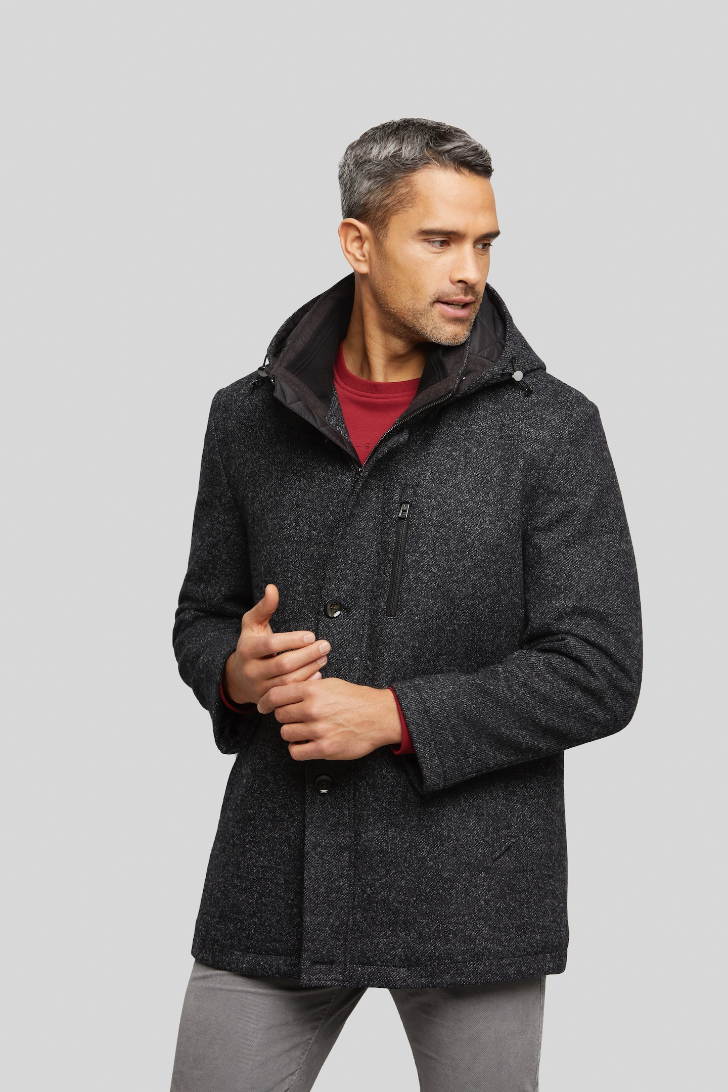 bugatti Kurzjacke, mit Kapuze, mit Wollanteil bugatti Kurzjacke, mit Kapuze, mit Wollanteil von Bugatti