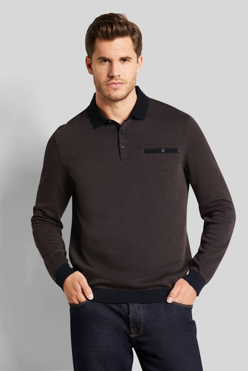 bugatti Langarm-Poloshirt, in 2-tone-Optik von Bugatti