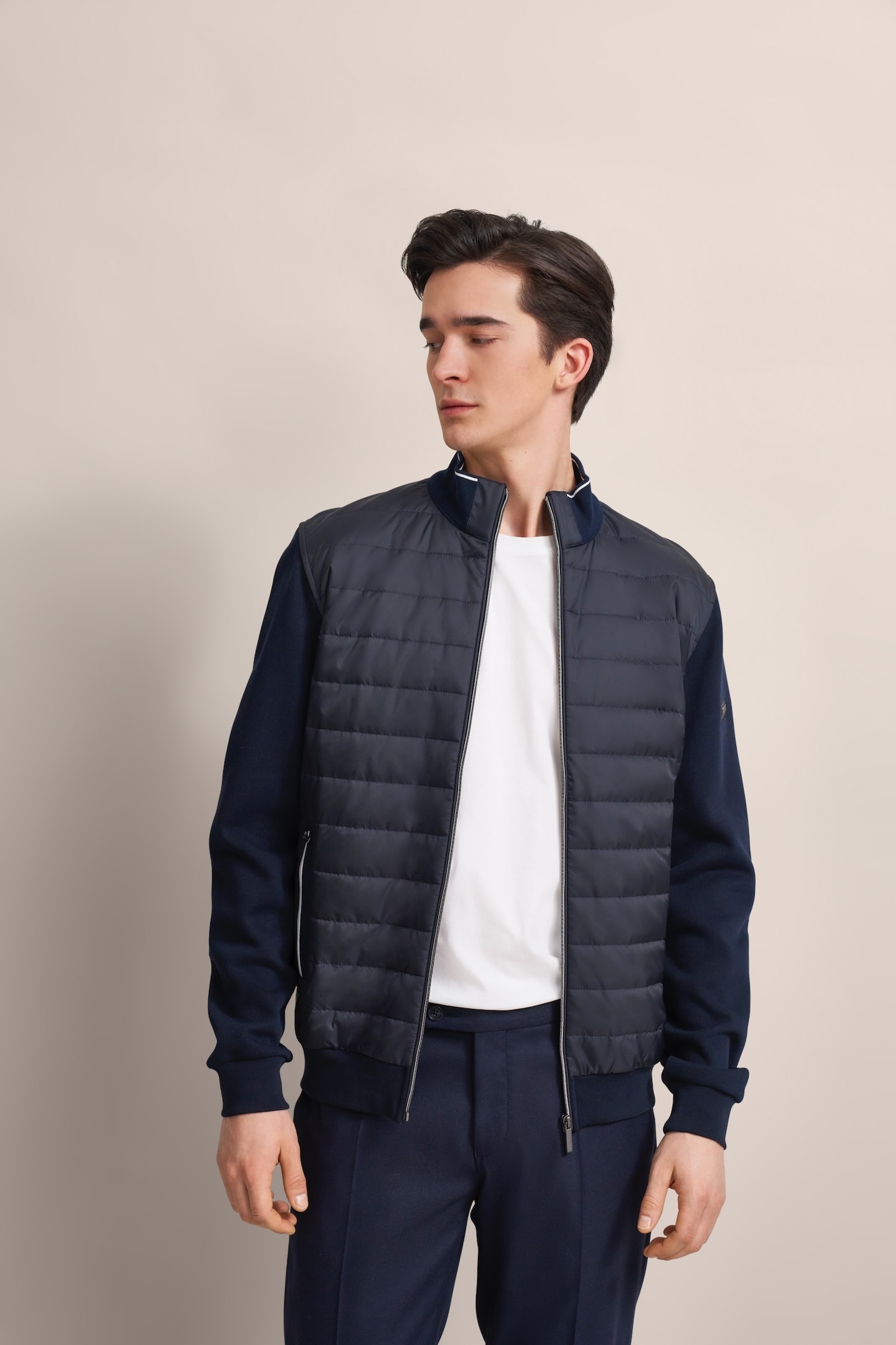 bugatti Sweatjacke, mit Nylonfront von Bugatti