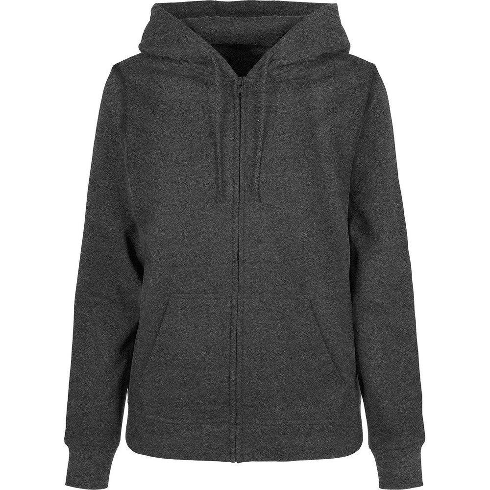 Basic Hoodie Mit Durchgehendem Reißverschluss Damen Charcoal Black 34 von Build Your Own