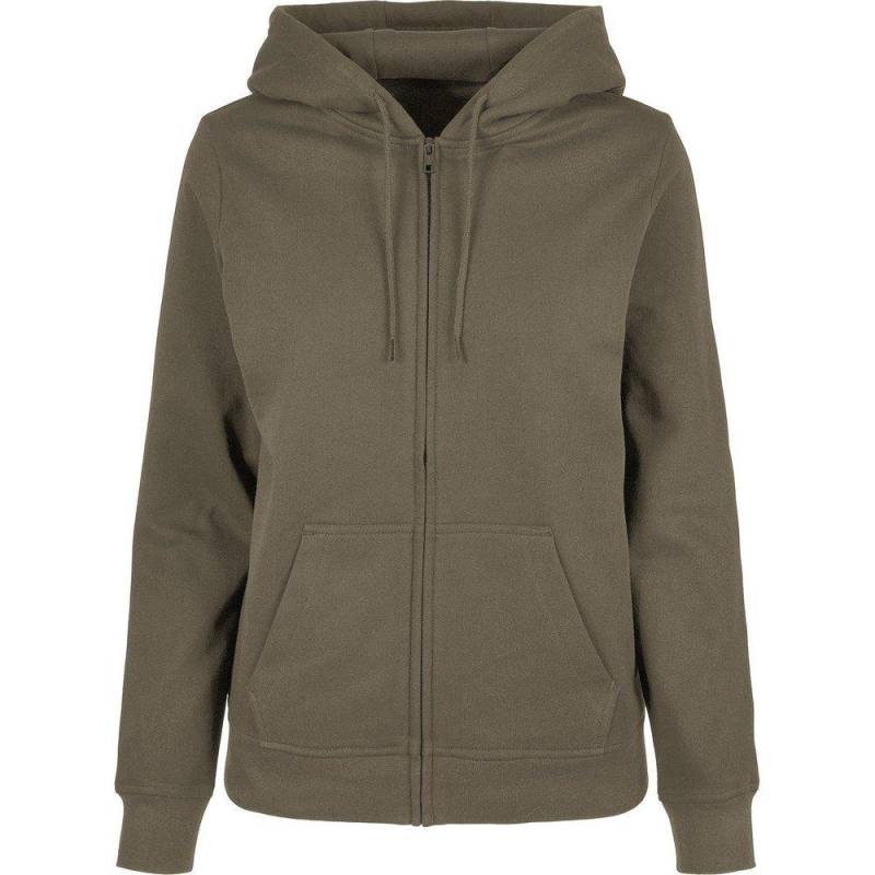 Basic Hoodie Mit Durchgehendem Reißverschluss Damen Olivegrün 34 von Build Your Own