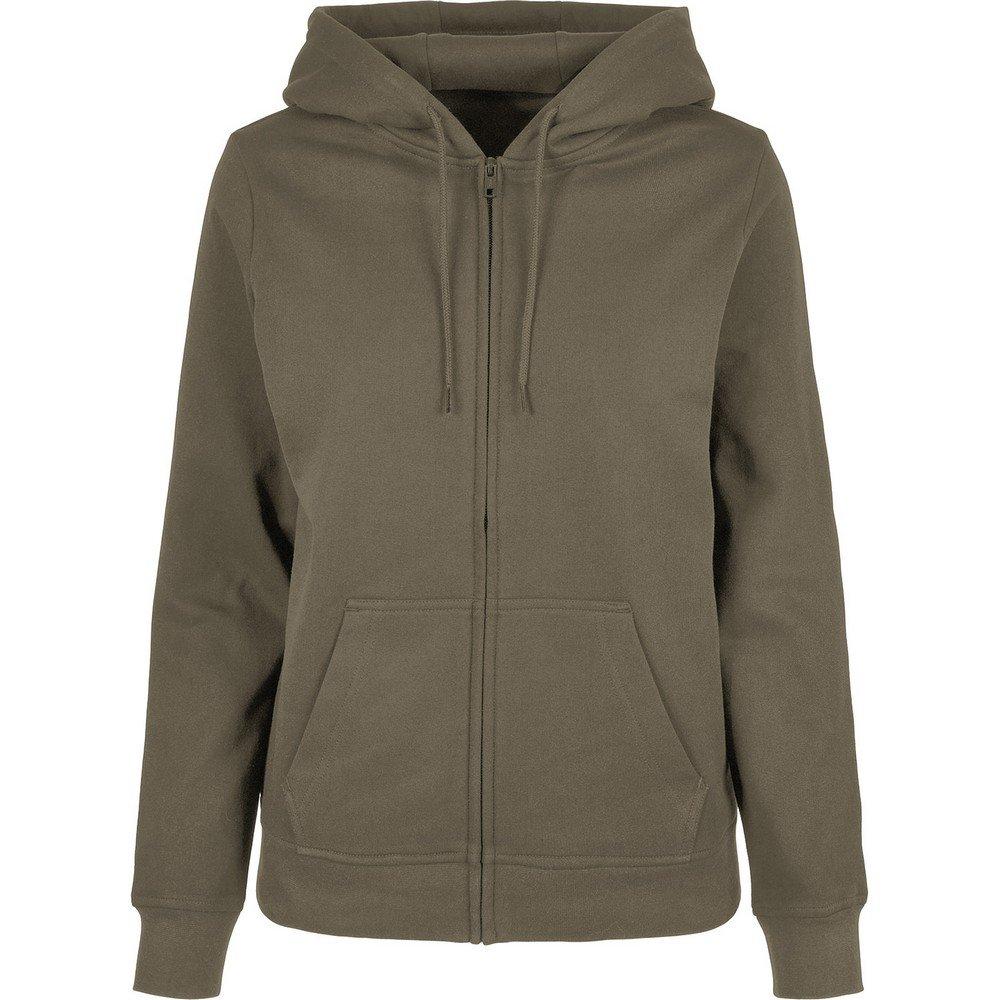 Basic Hoodie Mit Durchgehendem Reißverschluss Damen Olivegrün 36 von Build Your Own