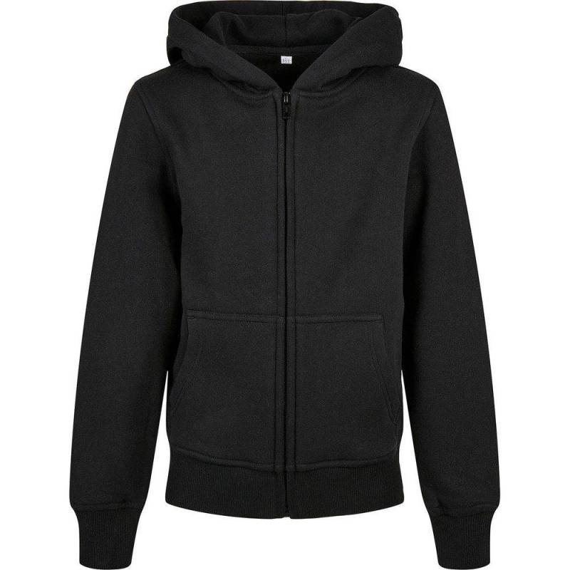 Basic Hoodie Mit Durchgehendem Reißverschluss Mädchen Schwarz 116 von Build Your Own