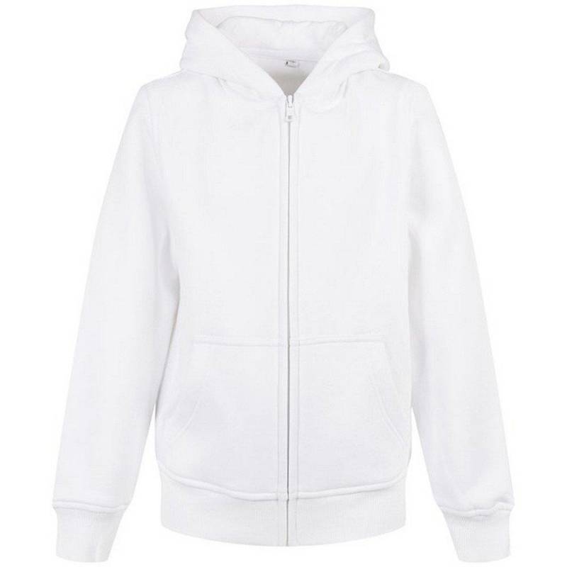 Basic Hoodie Mit Durchgehendem Reißverschluss Mädchen Weiss 146/152 von Build Your Own