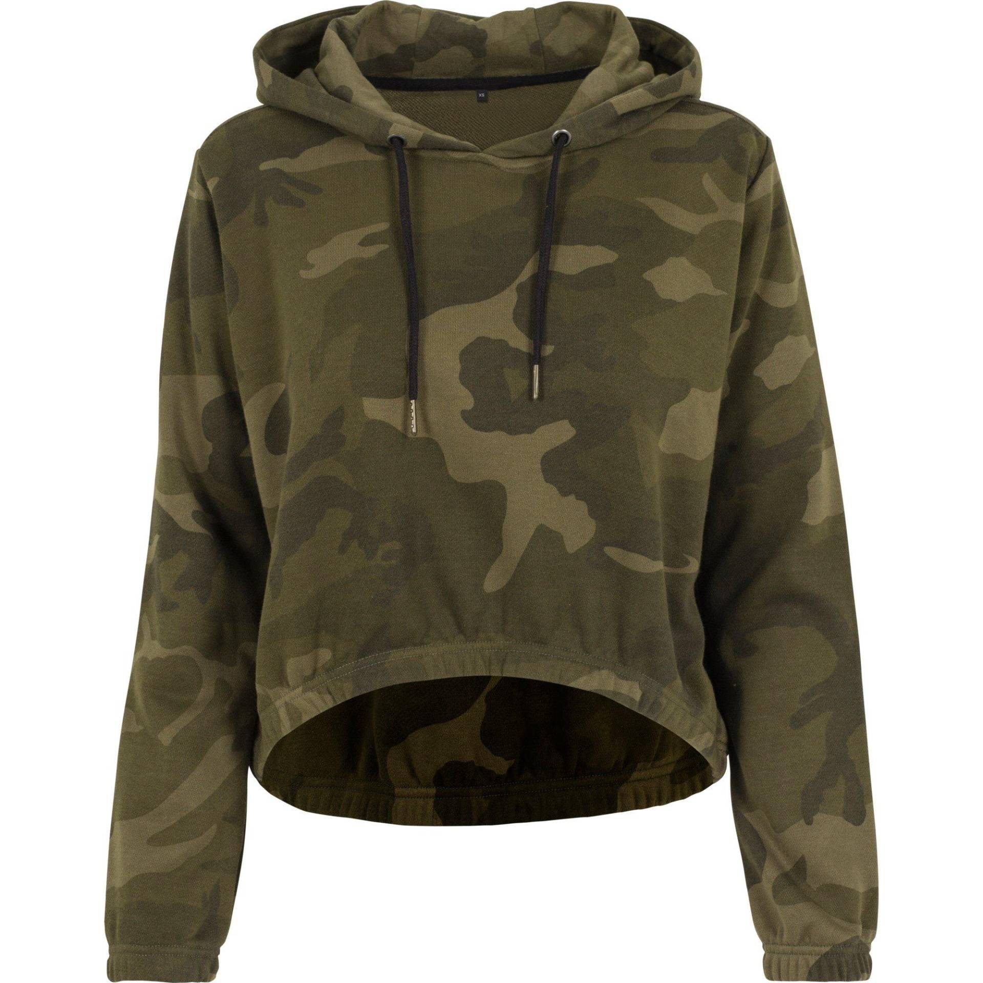 Camo Cropkapuzenpullover Damen Olivegrün XL von Build Your Own