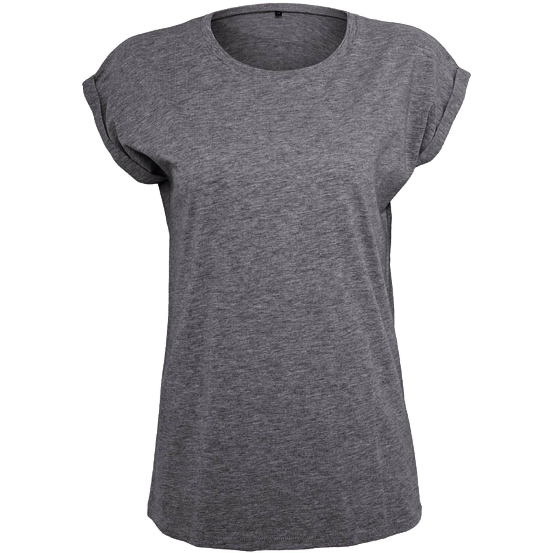 Dame Verlängerte Schulter Tshirt Damen Charcoal Black S von Build Your Own