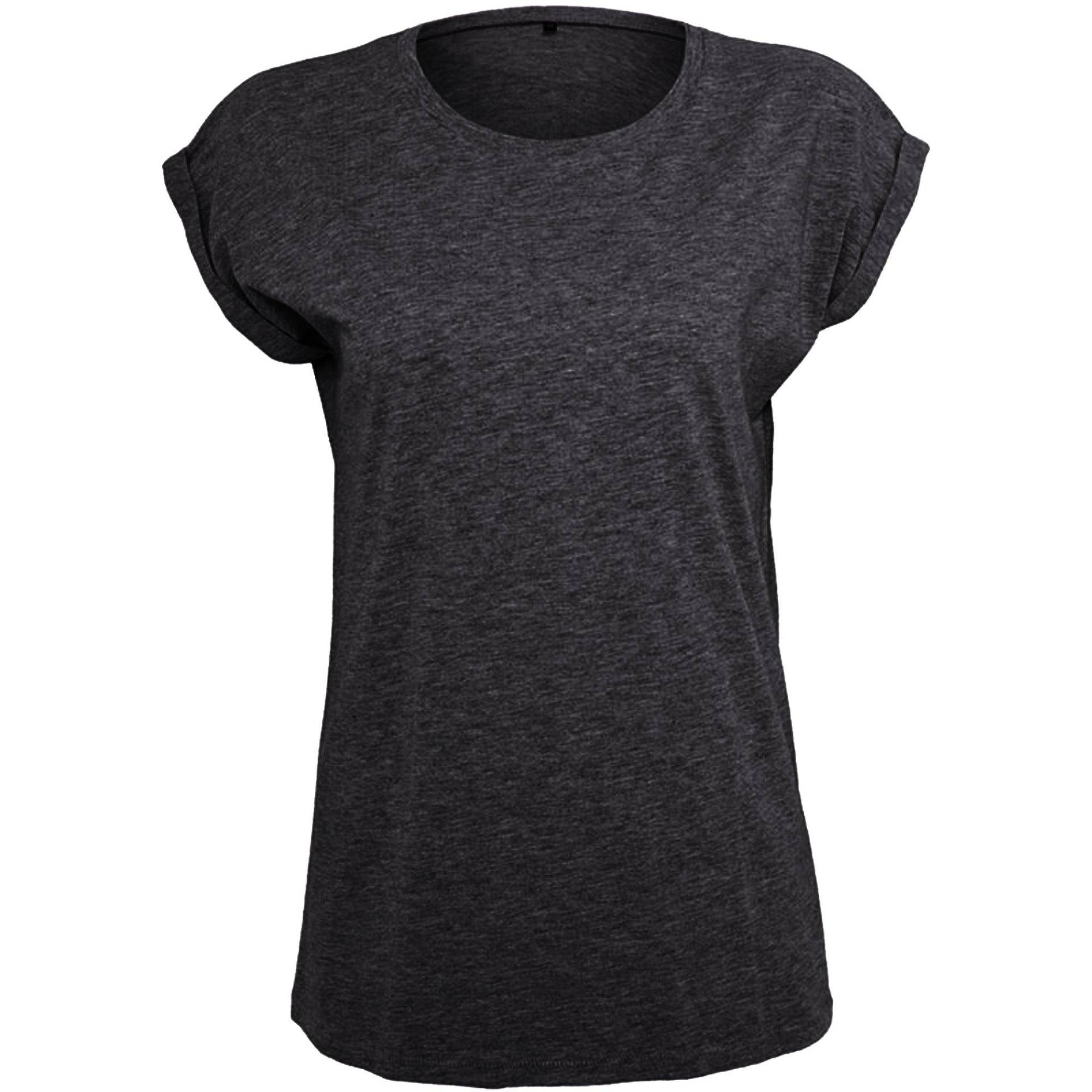 Dame Verlängerte Schulter Tshirt Damen Schwarz L von Build Your Own