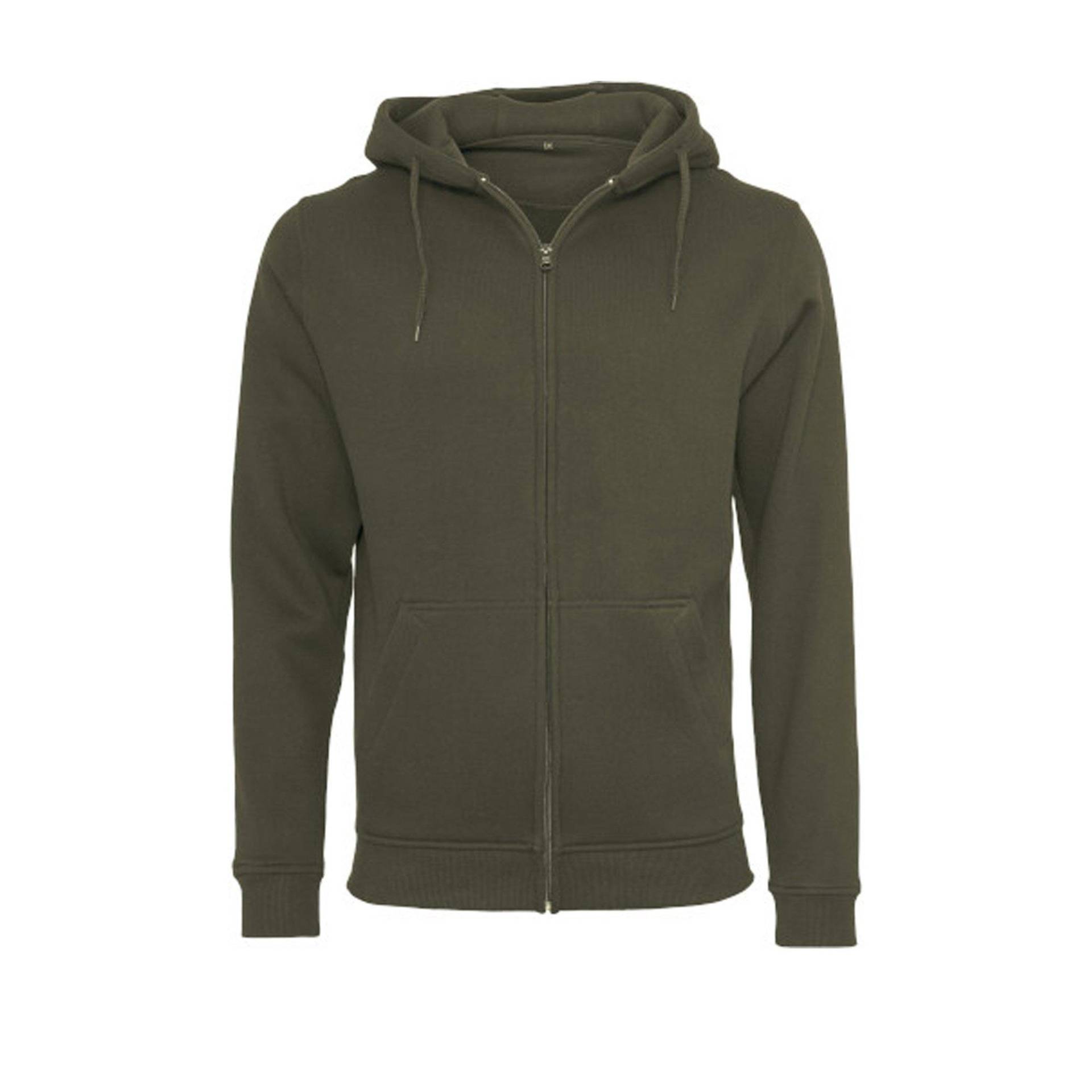 Hoodie Mit Durchgehendem Reißverschluss Herren Olivegrün XS von Build Your Own