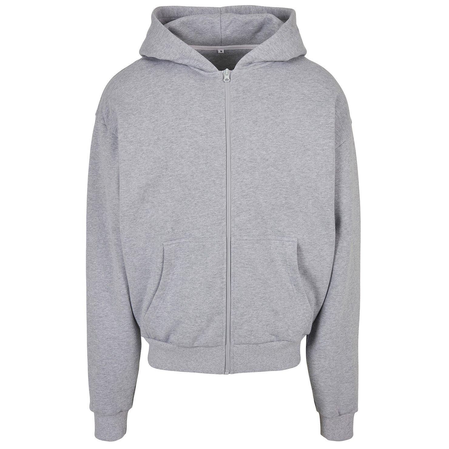 Hoodie Mit Durchgehendem Reißverschluss Ultraschwer Herren Grau 5XL von Build Your Own