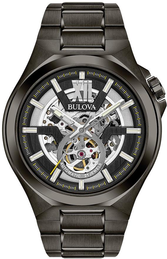 Bulova Automatikuhr »Maquina, 98A179«, Armbanduhr, Herrenuhr, Edelstahlarmband,Saphirglas, bis 10bar wasserd. von Bulova