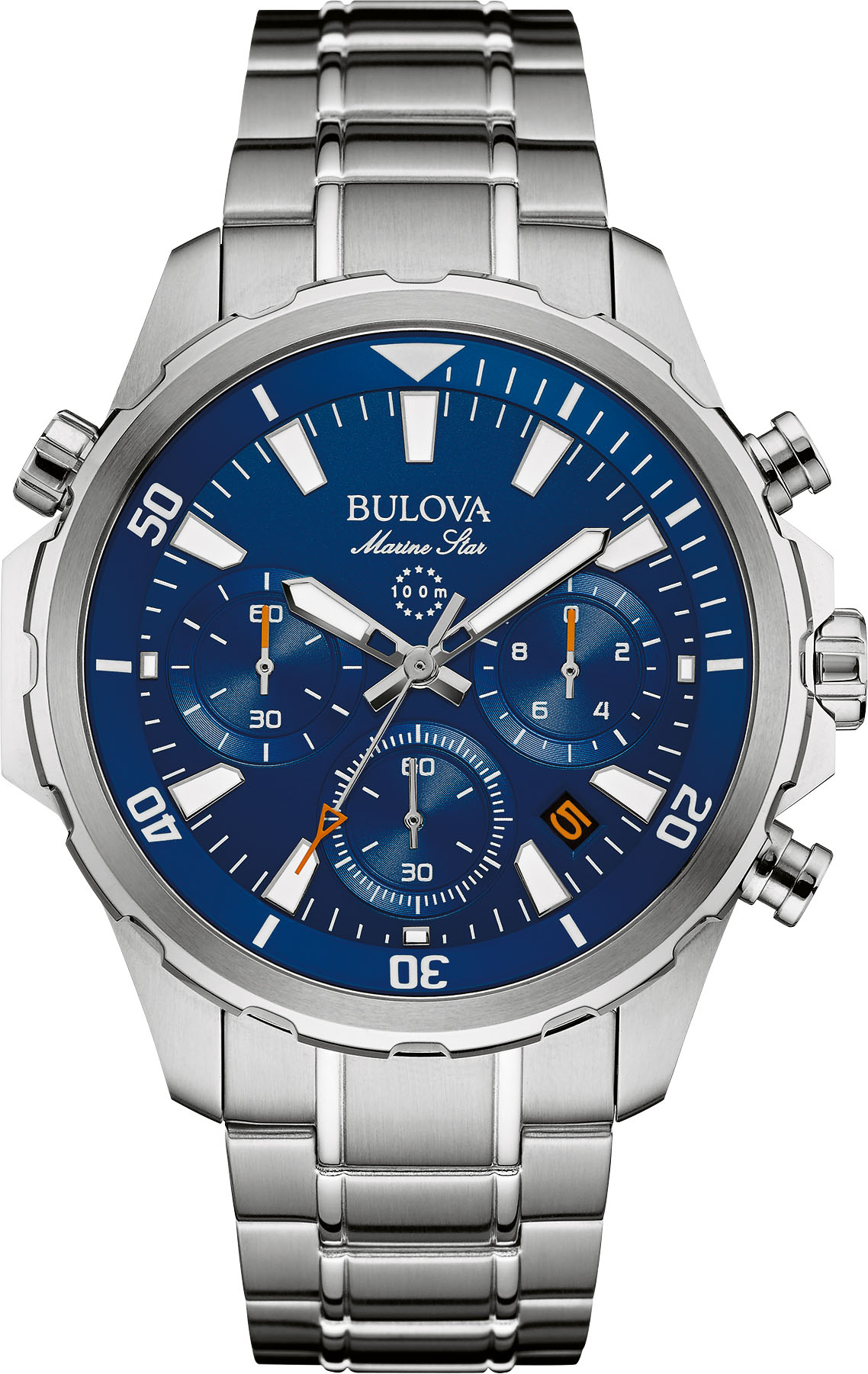 Bulova Chronograph »Marine Star, 96B256«, Armbanduhr, Quarzuhr, Herrenuhr, Edelstahlarmband, Datum von Bulova