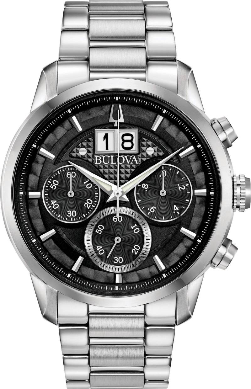 Bulova Chronograph »Sutton, 96B319«, Armbanduhr, Quarzuhr, Herrenuhr, Edelstahlarmband, Tag von Bulova