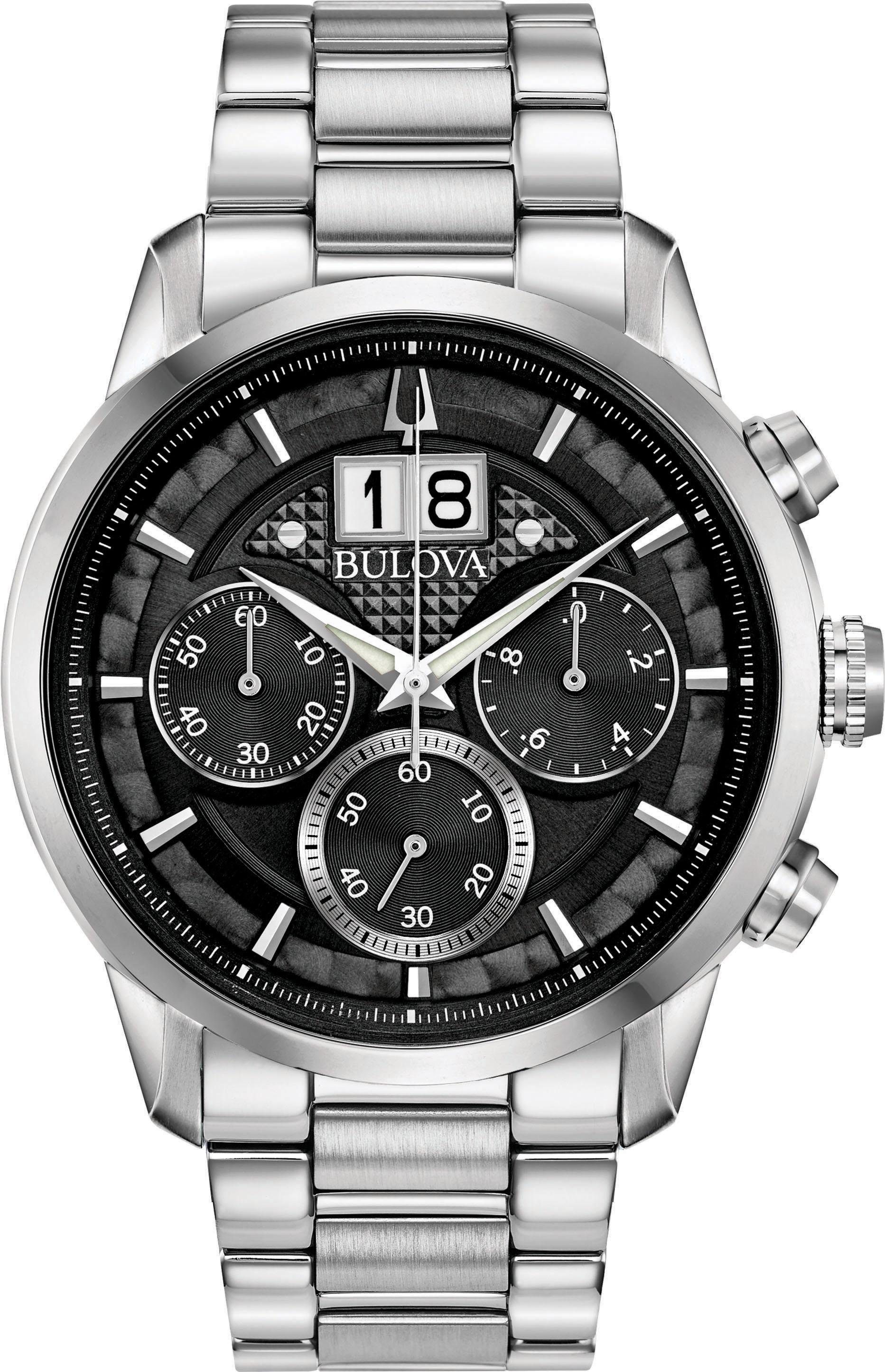 Bulova Chronograph »Sutton«, Armbanduhr, Quarzuhr, Herrenuhr, Edelstahlarmband, Tag von Bulova