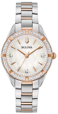 Bulova Quarzuhr »98R281«, Armbanduhr, Damenuhr, Edelstahlarmband, Saphirglas, mit Diamanten von Bulova