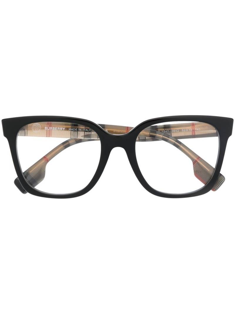 Burberry Eyewear Vintage Check square-frame glasses - Black von Burberry Eyewear