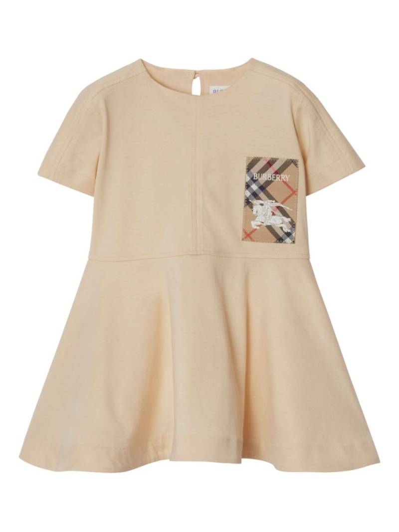 Burberry Kids Check Label cotton dress - Neutrals von Burberry Kids