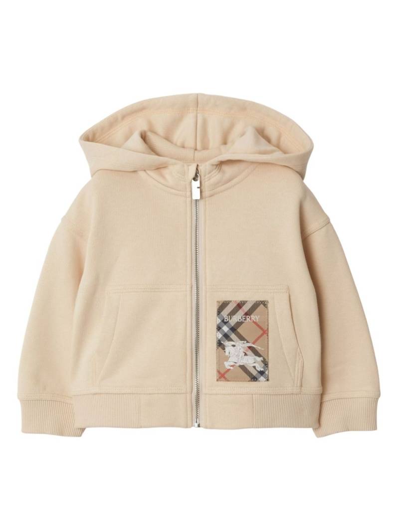 Burberry Kids Check Label hoodie - Neutrals von Burberry Kids