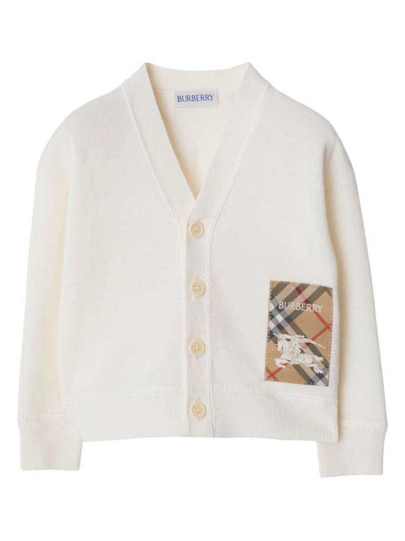 Burberry Kids Check Label wool cardigan - Neutrals von Burberry Kids