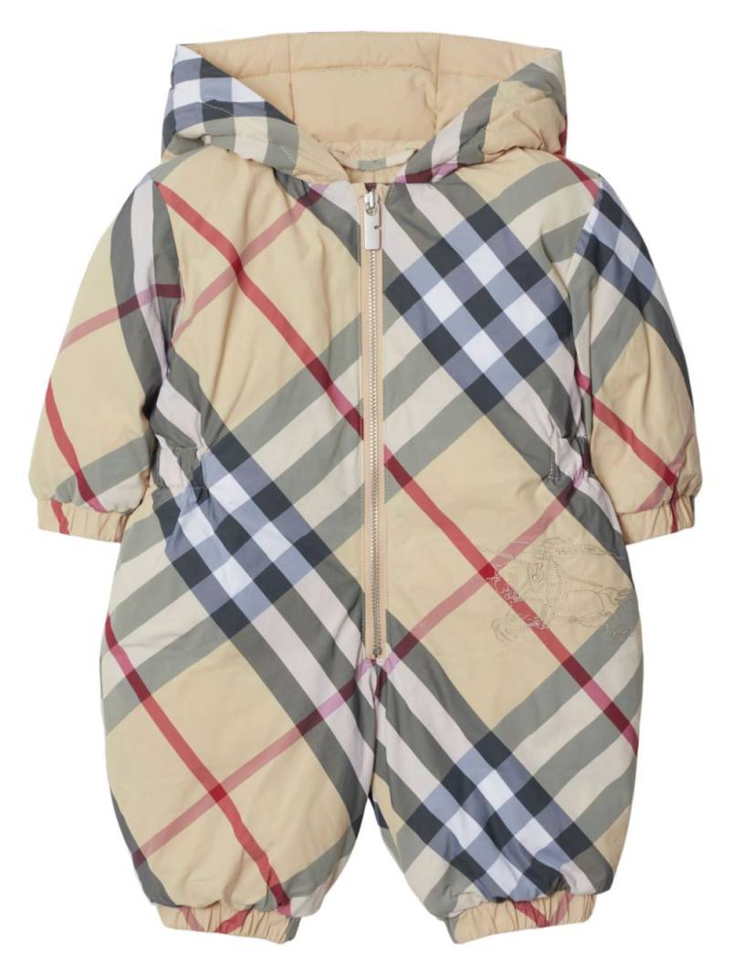 Burberry Kids Check Nylon Puffer Suit - Neutrals von Burberry Kids