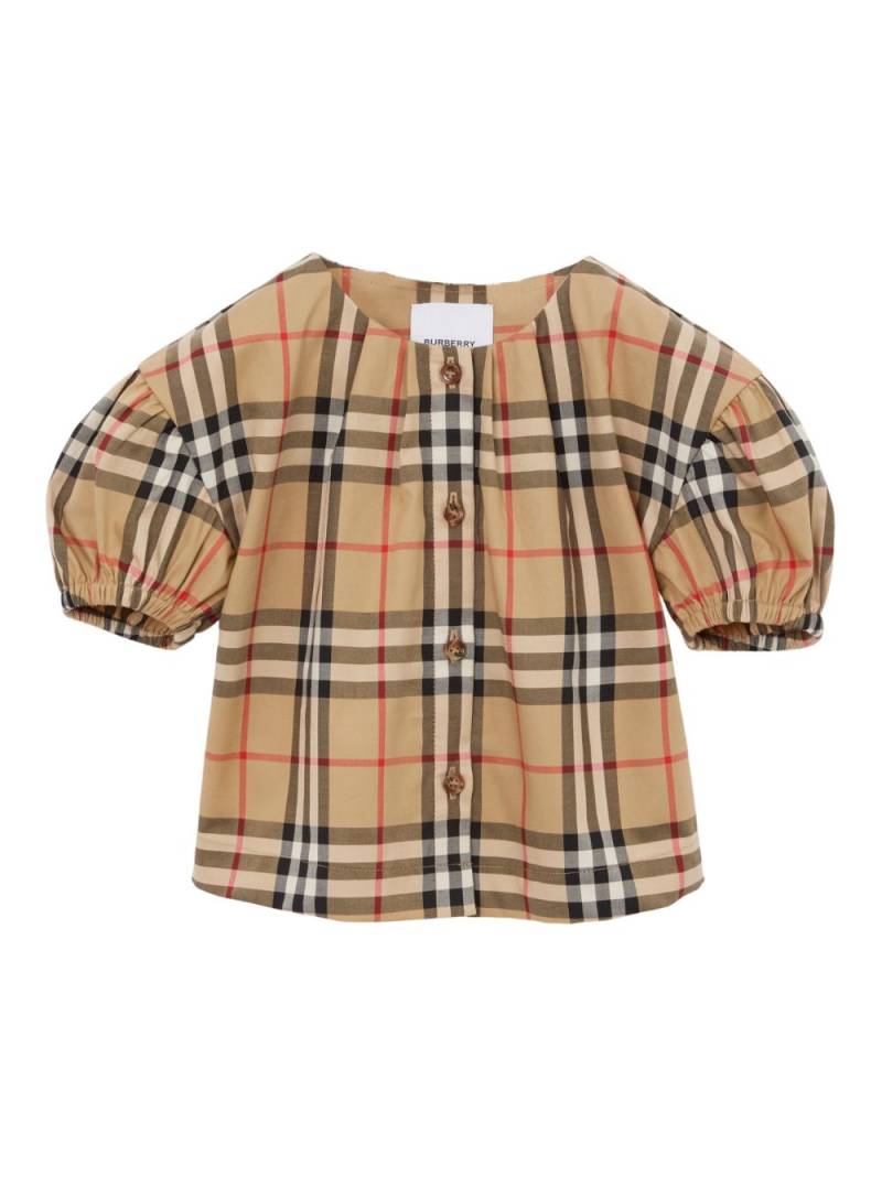 Burberry Kids Check cotton blouse - Neutrals von Burberry Kids