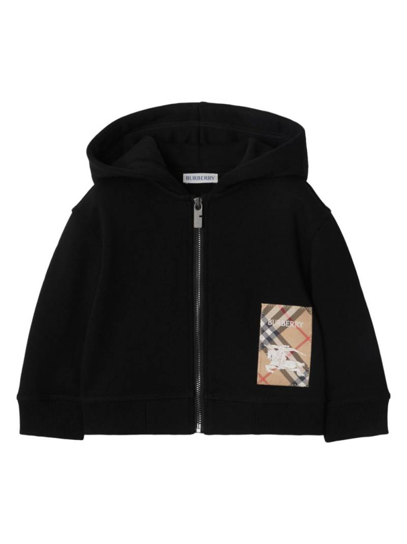 Burberry Kids Check-print logo-patch zip-up hoodie - Black von Burberry Kids