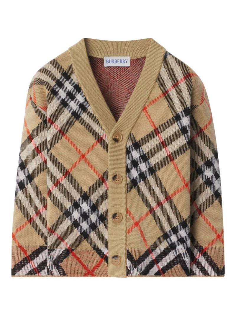 Burberry Kids Check wool cardigan - Neutrals von Burberry Kids