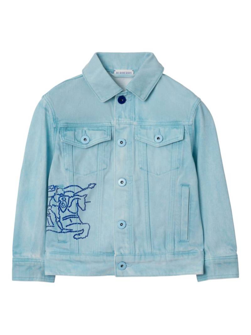 Burberry Kids EKD-embroidered denim jacket - Blue von Burberry Kids