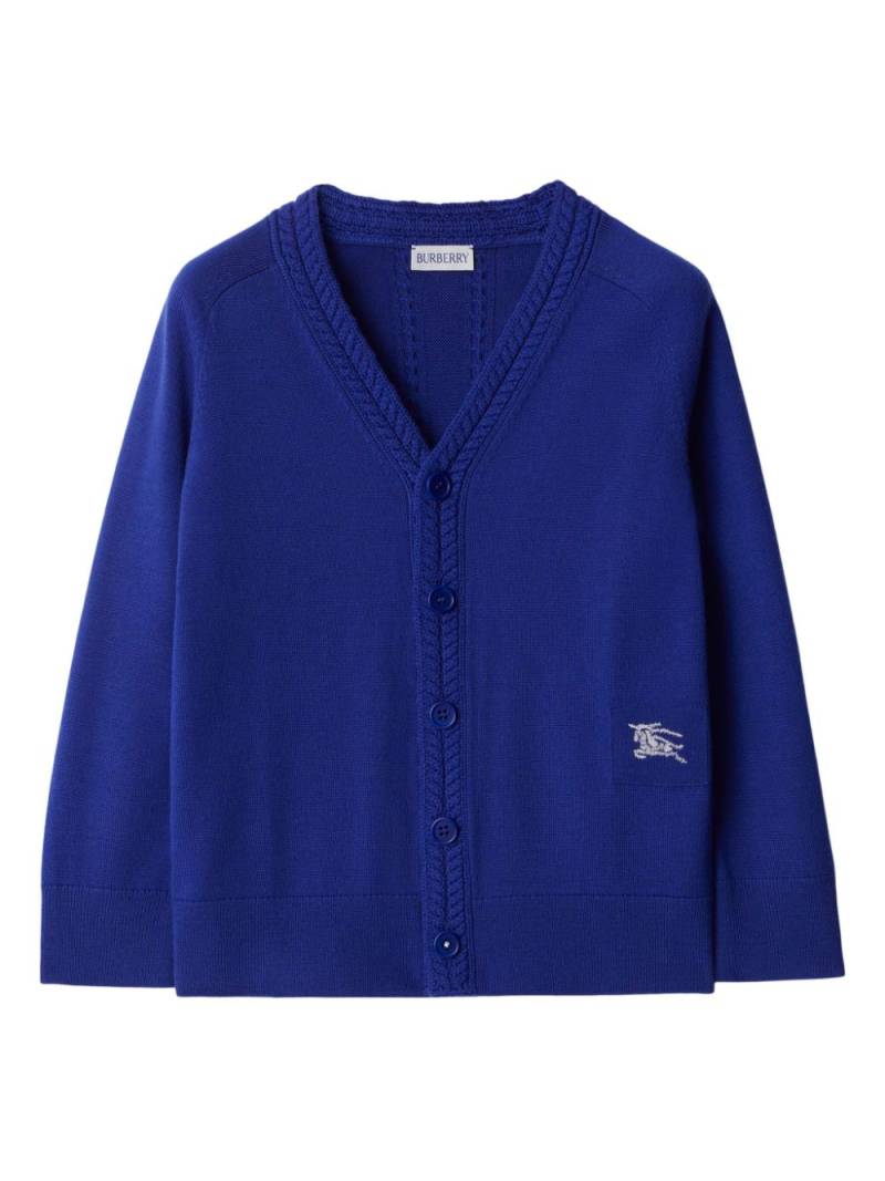 Burberry Kids EKD-embroidered wool cardigan - Blue von Burberry Kids