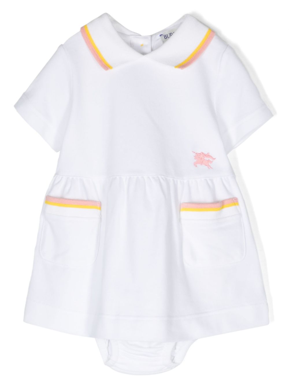 Burberry Kids Equestrian Knight cotton polo dress - White von Burberry Kids