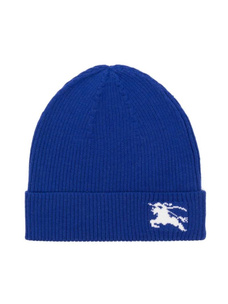 Burberry Kids Equestrian Knight-motif knitted beanie - Blue von Burberry Kids