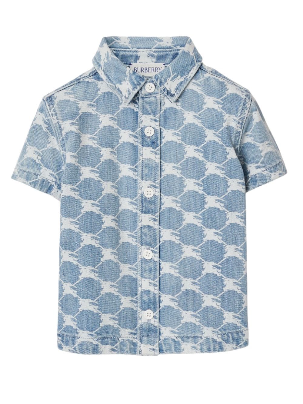 Burberry Kids Equestrian Knight-print washed denim shirt - Blue von Burberry Kids