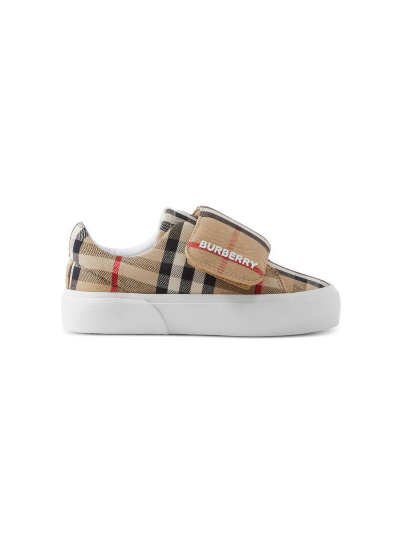 Burberry Kids James check-pattern touch-strap sneakers - Neutrals von Burberry Kids