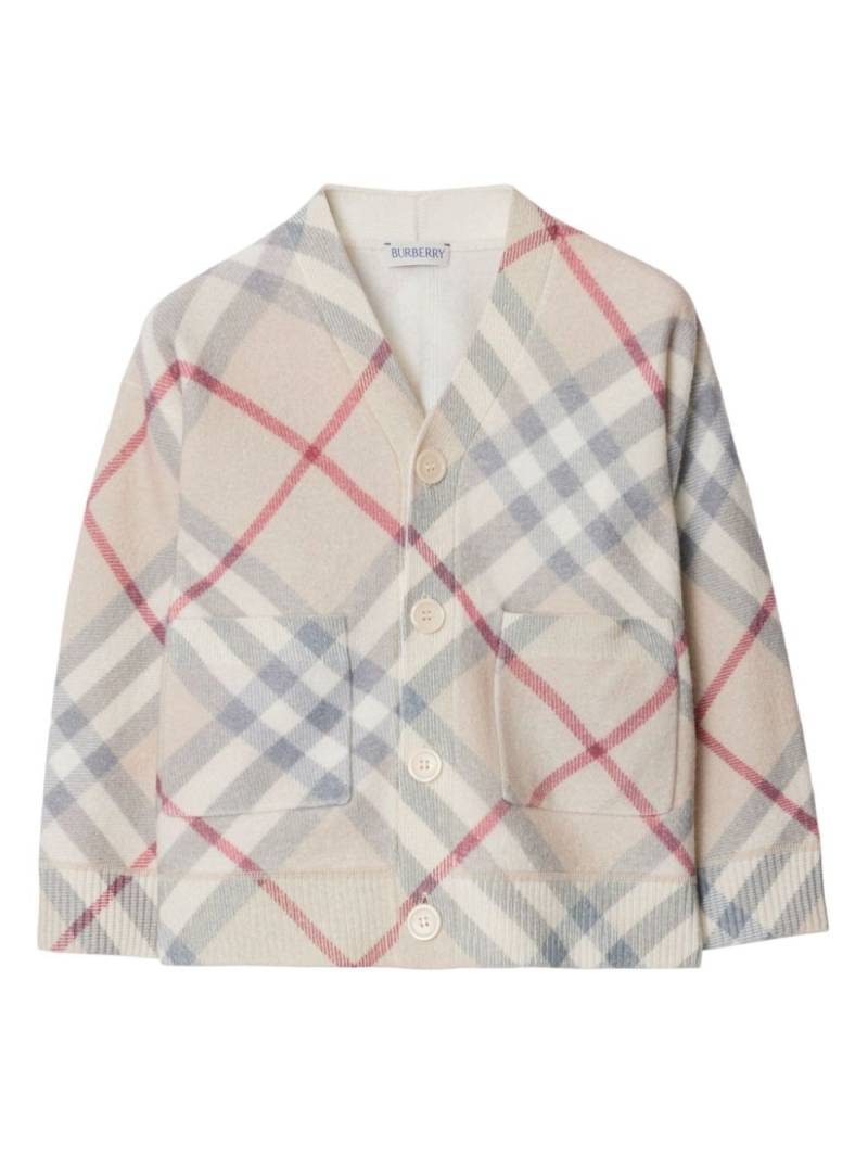 Burberry Kids Nova Check wool cardigan - Neutrals von Burberry Kids