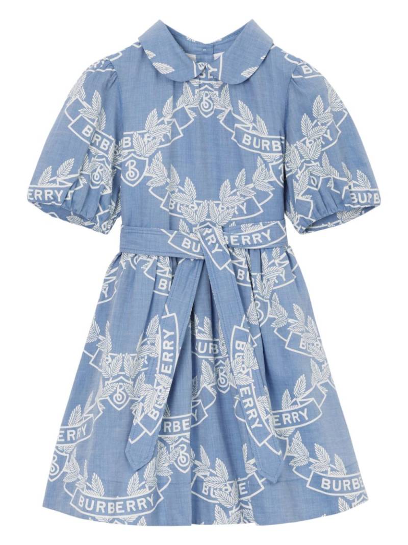 Burberry Kids Oak Leaf Crest cotton dress - Blue von Burberry Kids