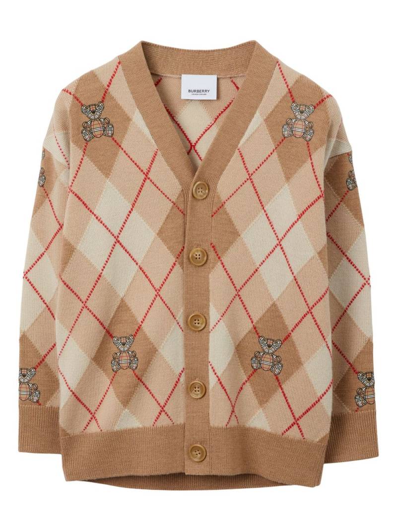 Burberry Kids Thomas Bear argyle-print cardigan - Neutrals von Burberry Kids