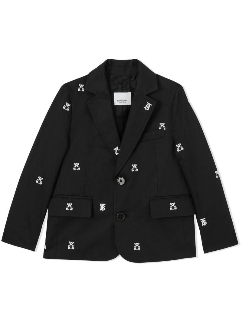 Burberry Kids Thomas Bear embroidered cotton blazer - Black von Burberry Kids