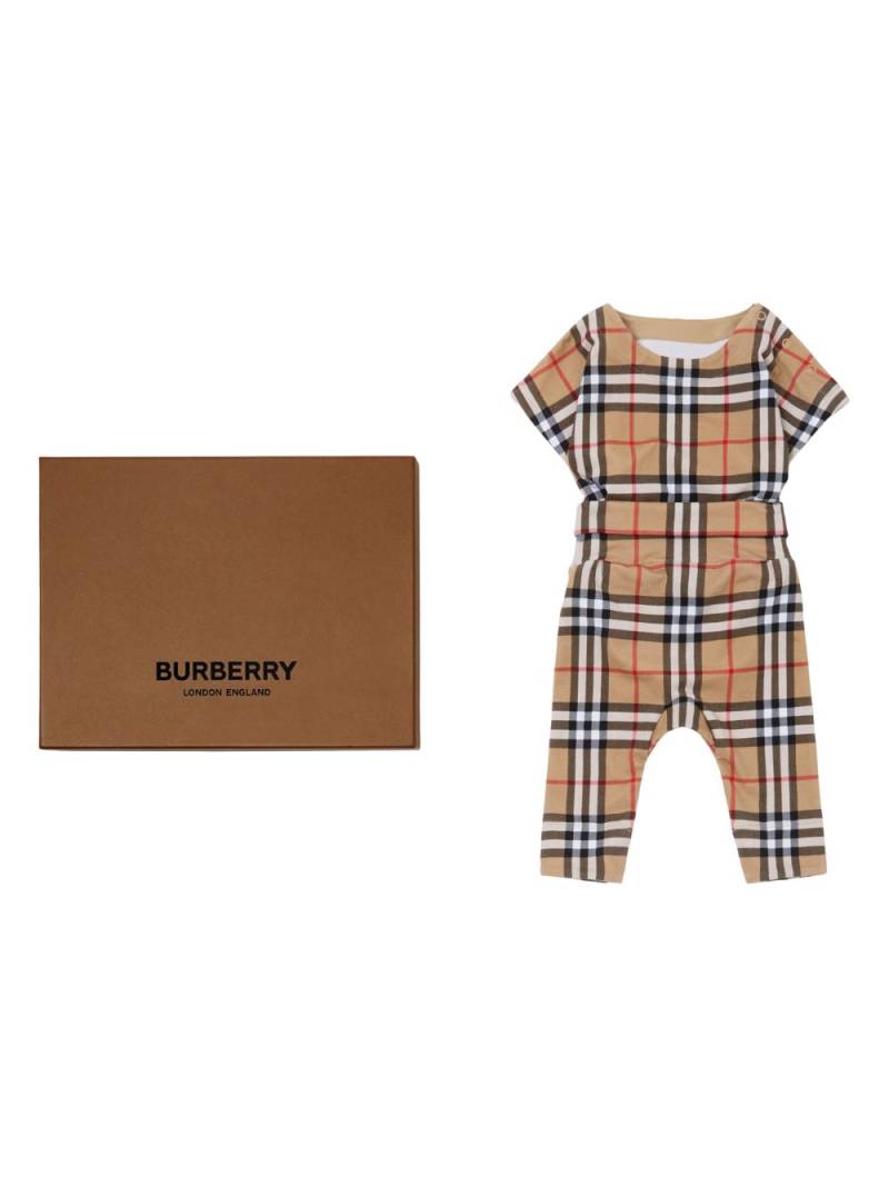 Burberry Kids Vintage Check babygrow set - Neutrals von Burberry Kids