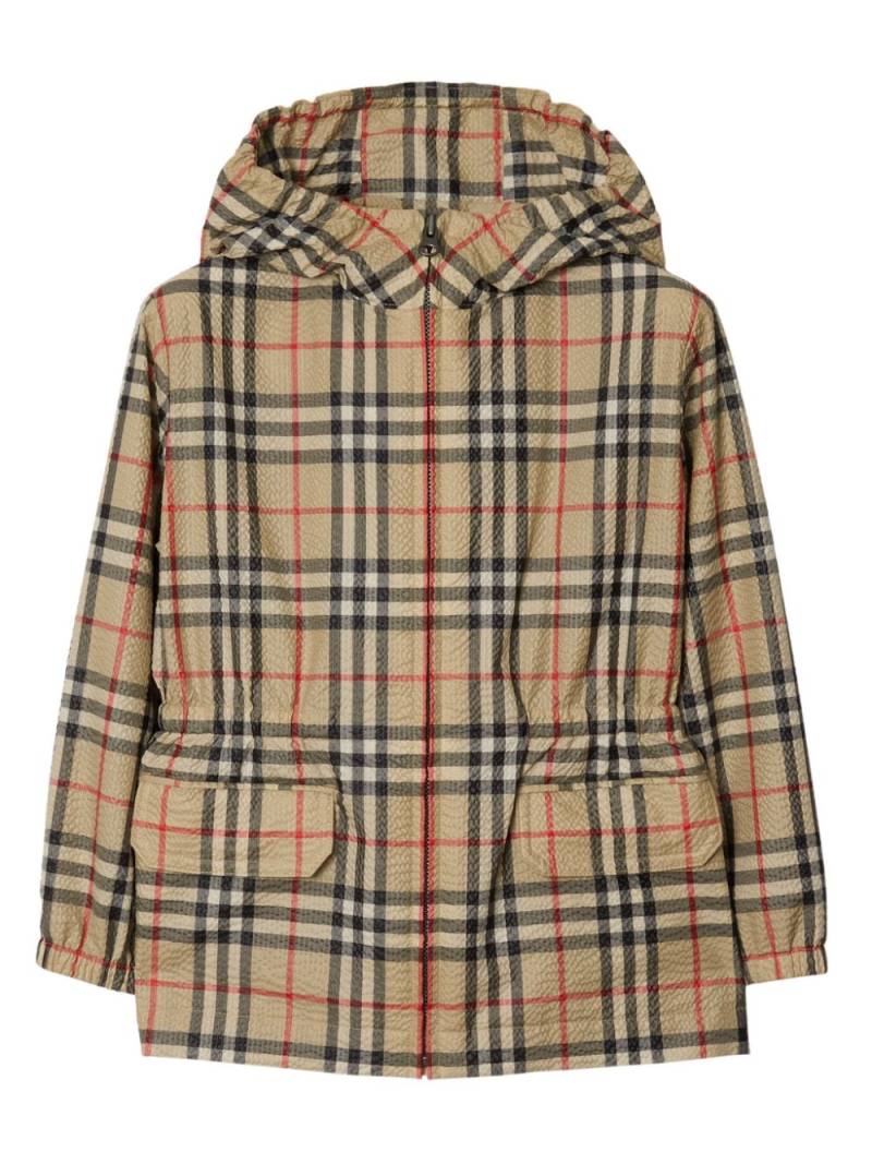 Burberry Kids Vintage Check hooded jacket - Neutrals von Burberry Kids