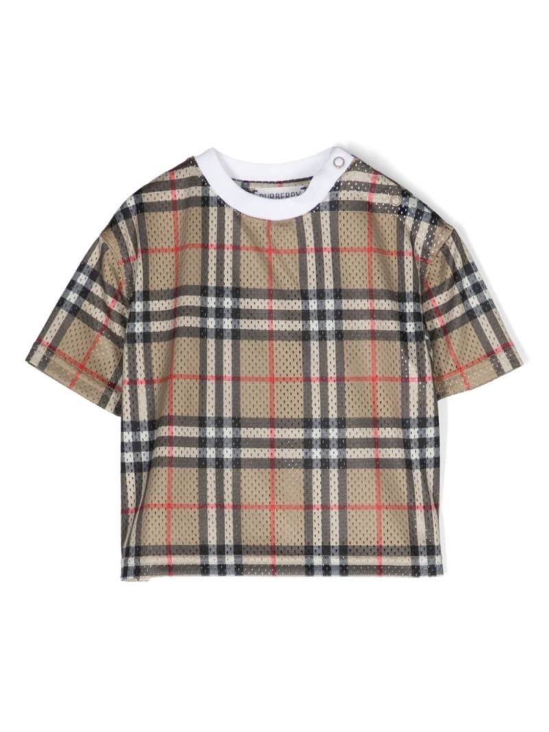 Burberry Kids Vintage Check mesh T-shirt - Neutrals von Burberry Kids