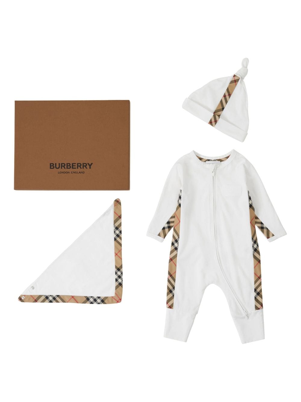 Burberry Kids Vintage Check panelled babygrow set - White von Burberry Kids