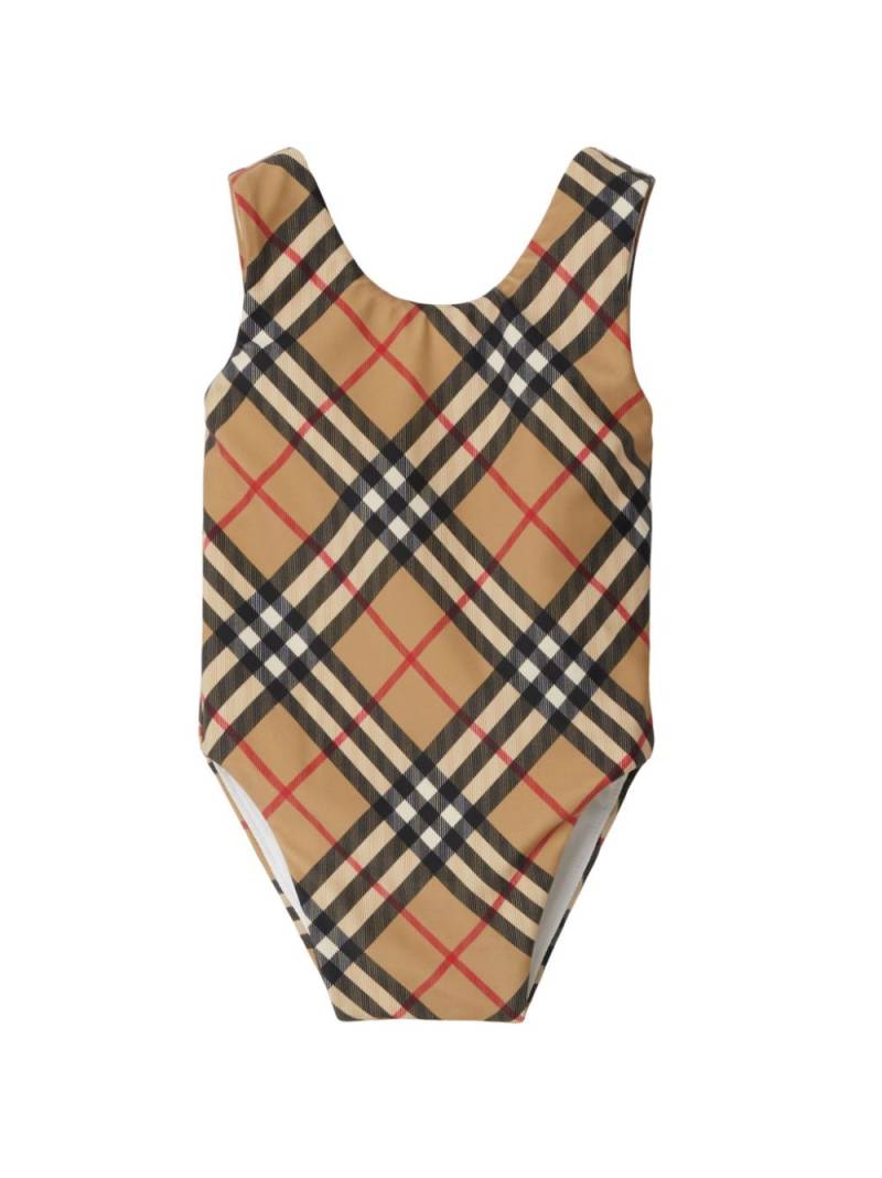 Burberry Kids Vintage Check scoop-neck swimsuit - Neutrals von Burberry Kids