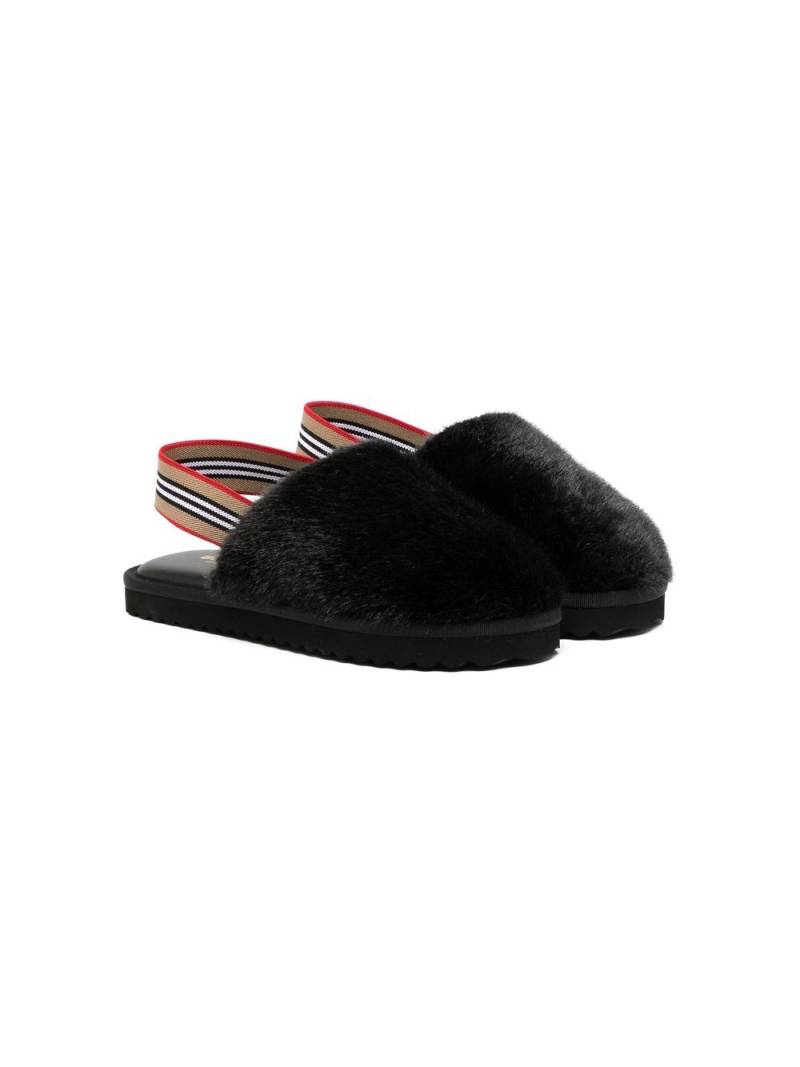 Burberry Kids Vintage Check-strap slippers - Black von Burberry Kids