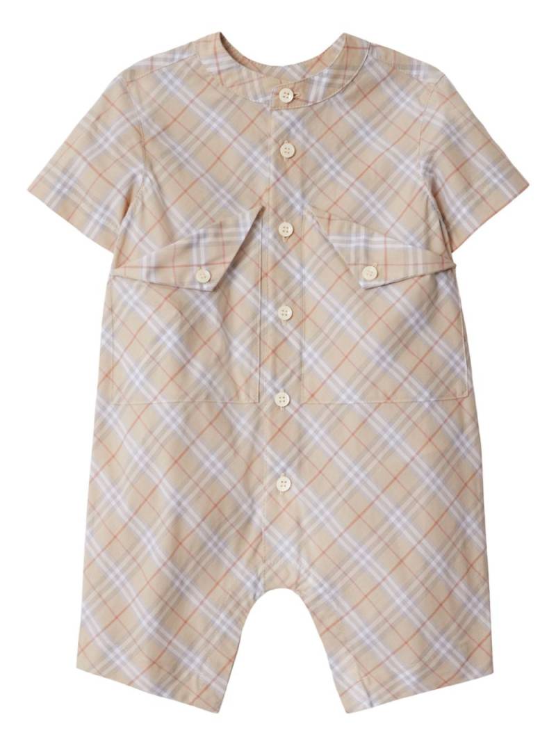 Burberry Kids check cotton playsuit - Neutrals von Burberry Kids