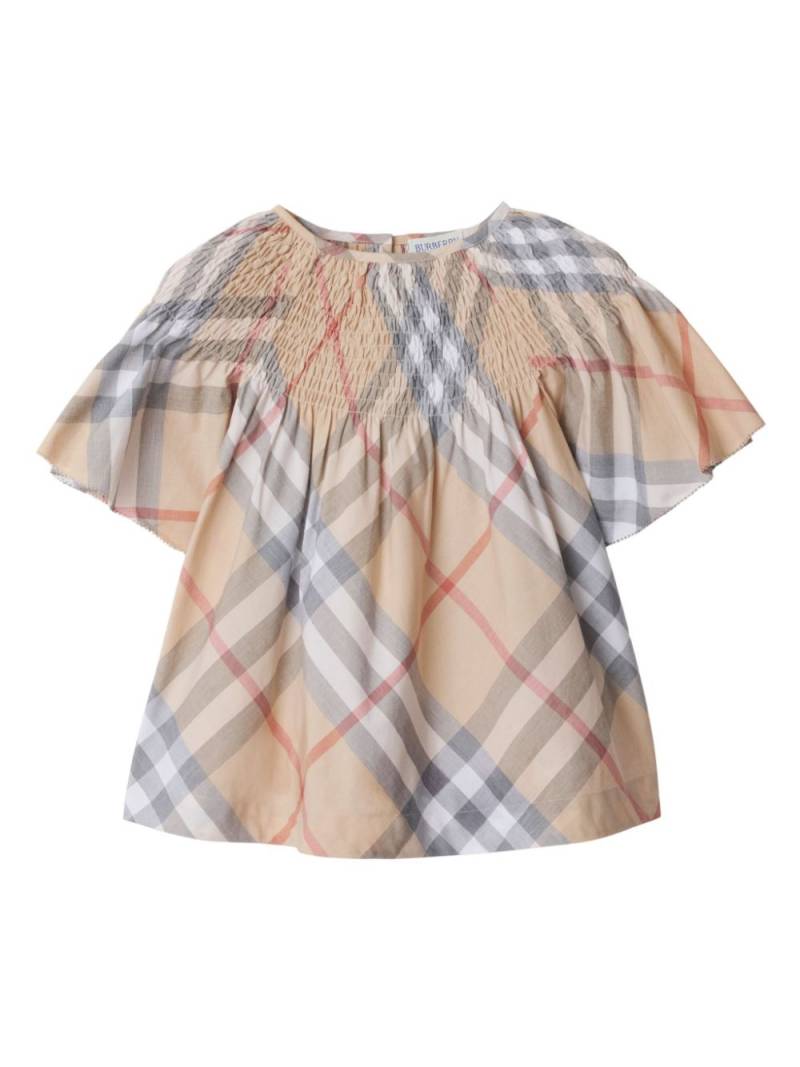 Burberry Kids check cotton top - Neutrals von Burberry Kids