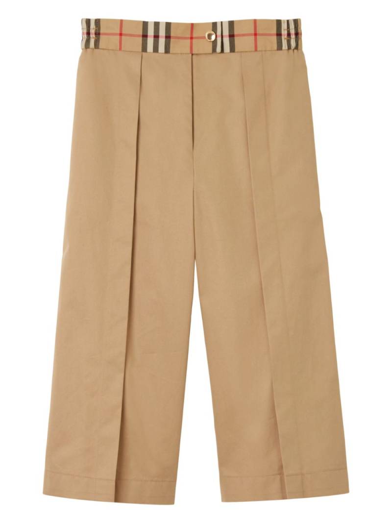 Burberry Kids check-detail cotton trousers - Neutrals von Burberry Kids