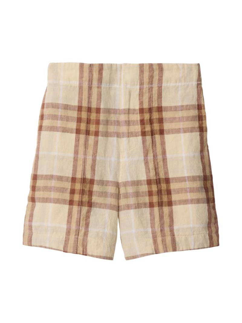 Burberry Kids check linen shorts - Neutrals von Burberry Kids