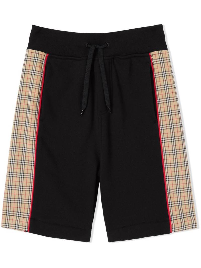 Burberry Kids check panel cotton shorts - Black von Burberry Kids