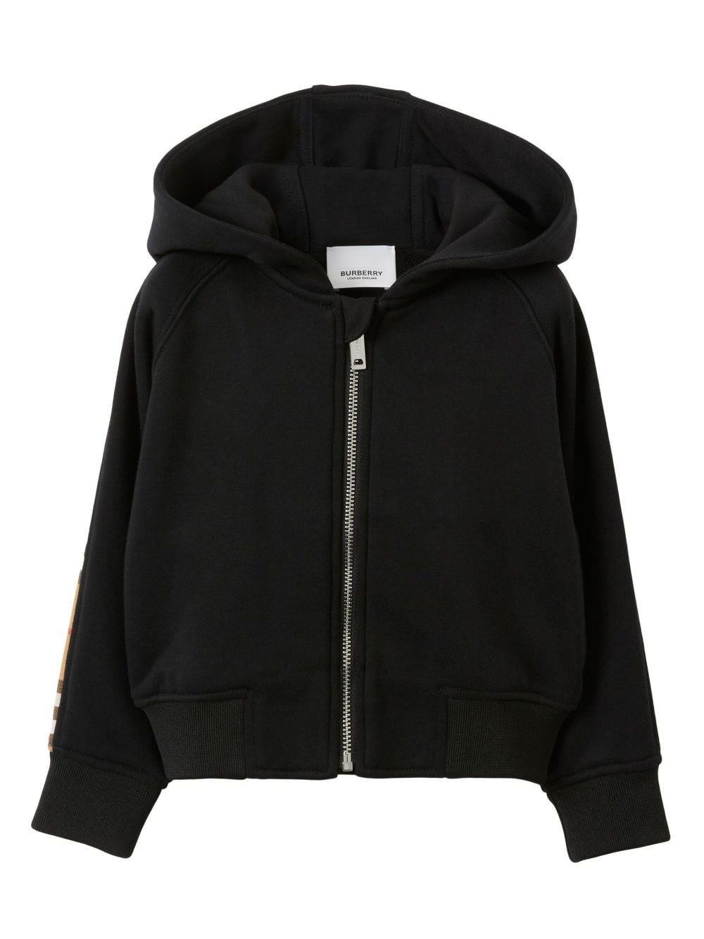 Burberry Kids check-panel zipped cotton hoodie - Black von Burberry Kids