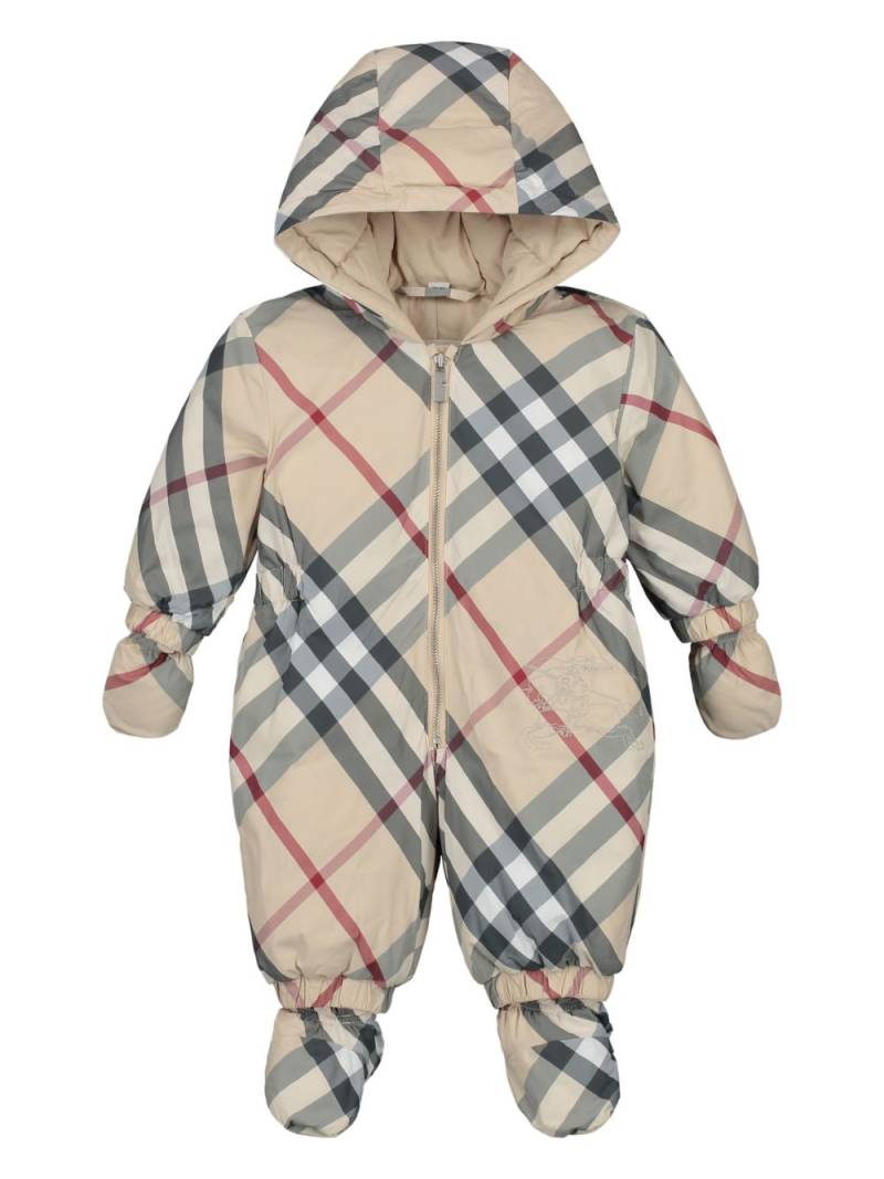 Burberry Kids check pattern padded snowsuit - Neutrals von Burberry Kids